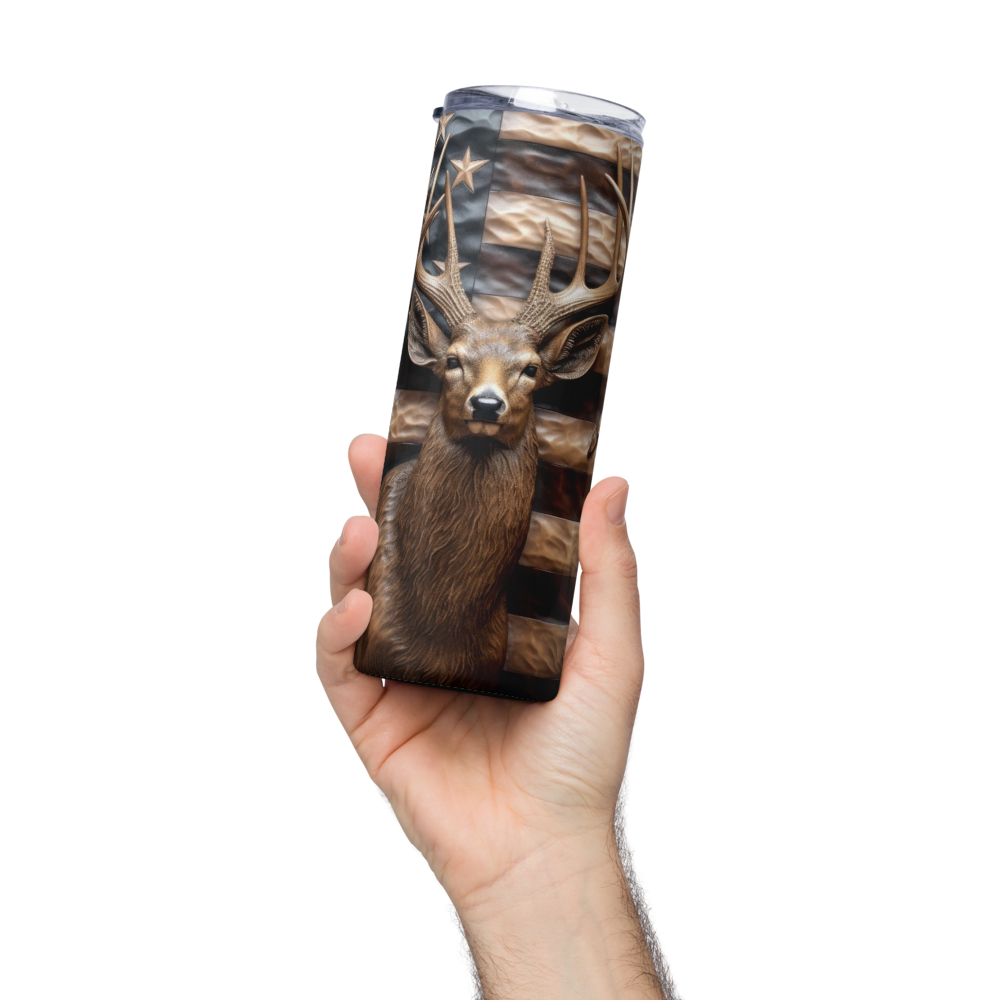 Deer with Flag 20oz Tumbler Cup
