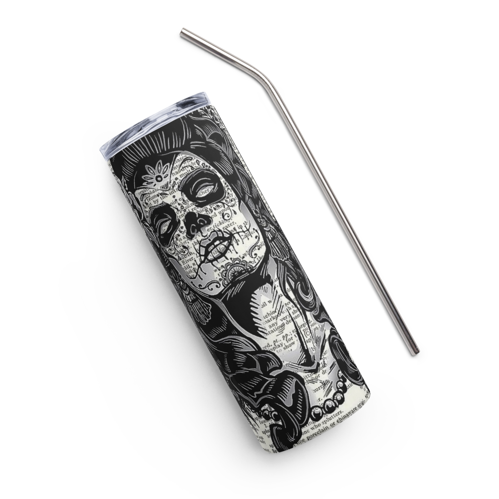 B&W Candy Skull 20oz Tumbler Cup