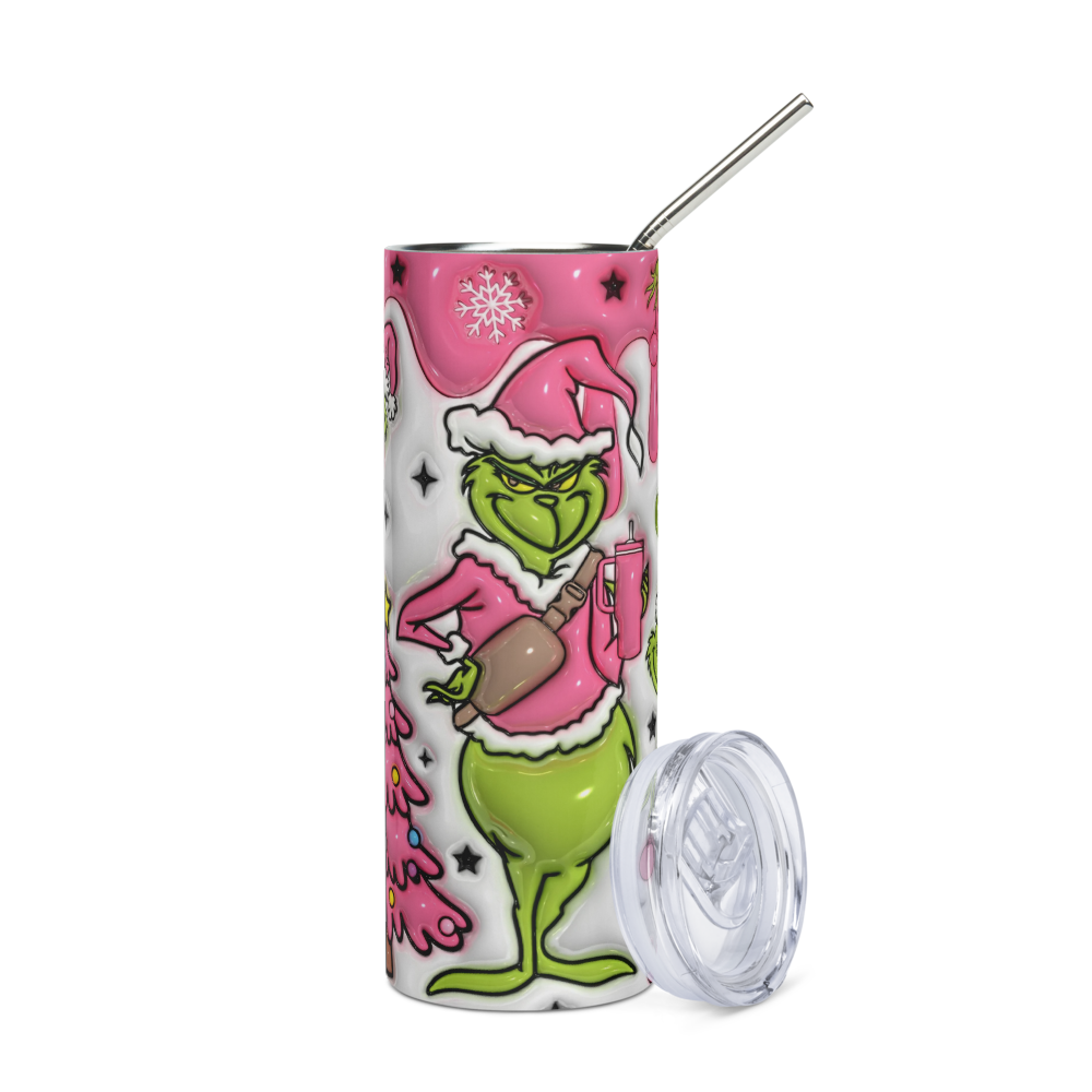 Grinchmas Pink Puffy 20oz Tumbler