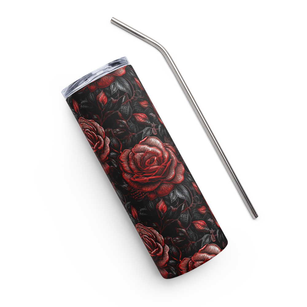 Black and Red Roses 20oz Tumbler Cup