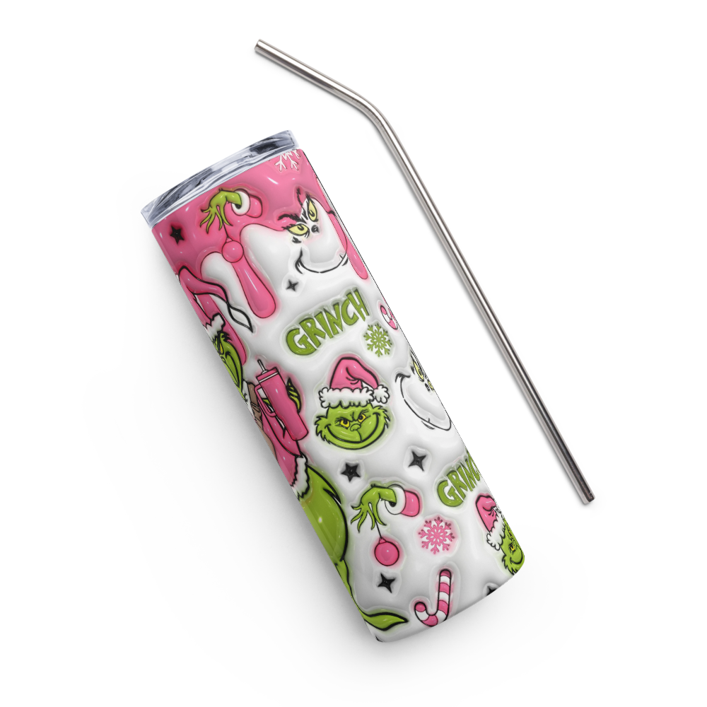 Grinchmas Pink Puffy 20oz Tumbler