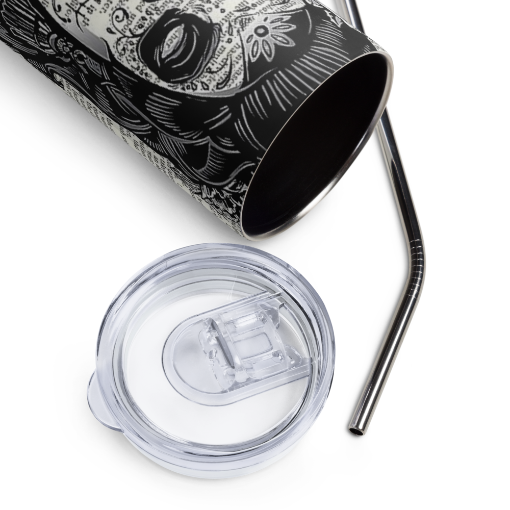 B&W Candy Skull 20oz Tumbler Cup