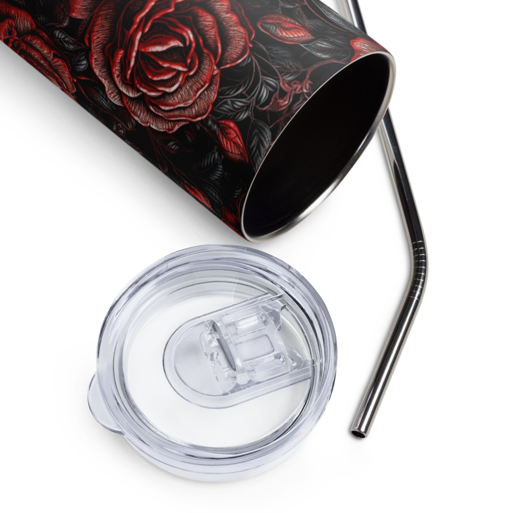 Black and Red Roses 20oz Tumbler Cup