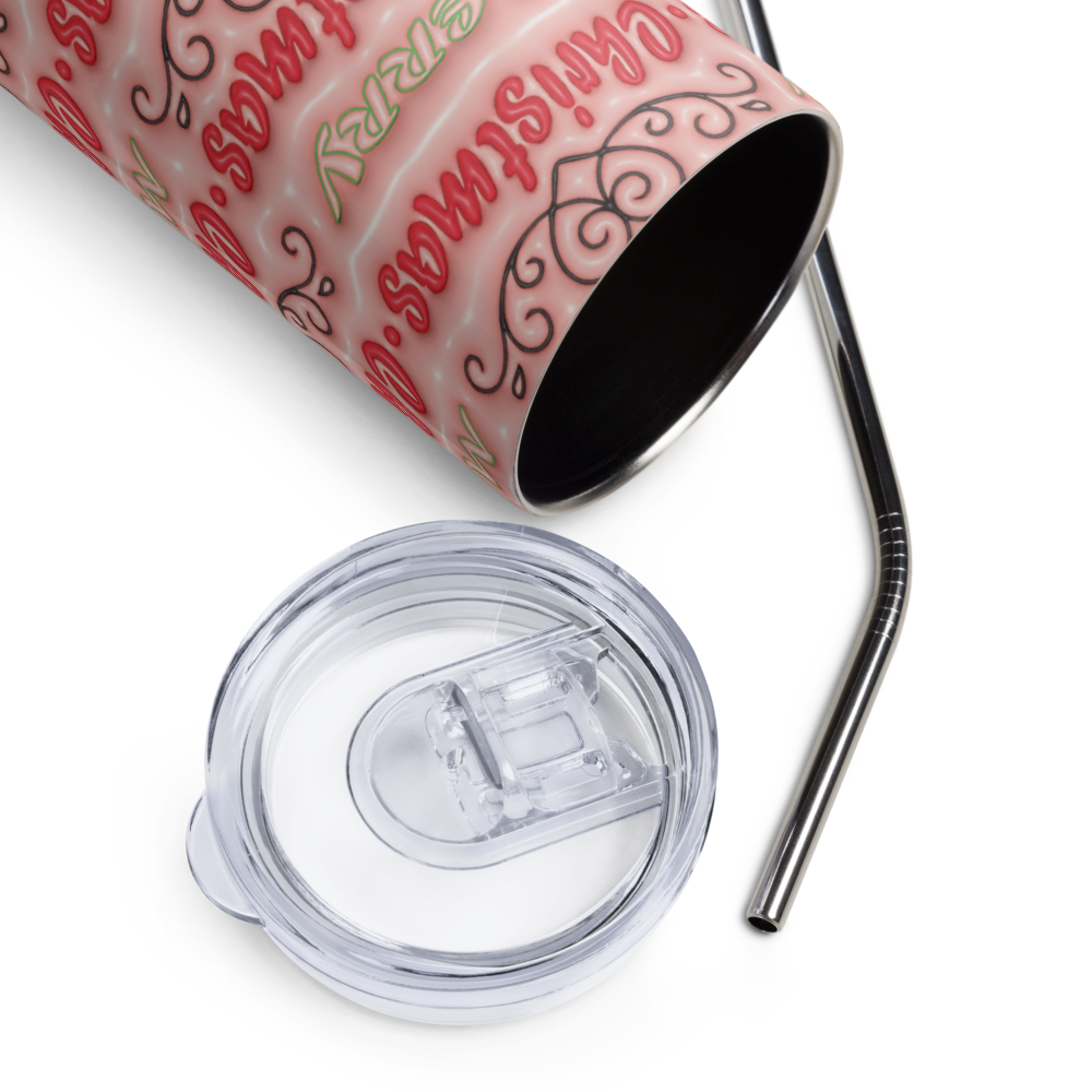 Merry Christmas Pink Puffy 20oz Tumbler