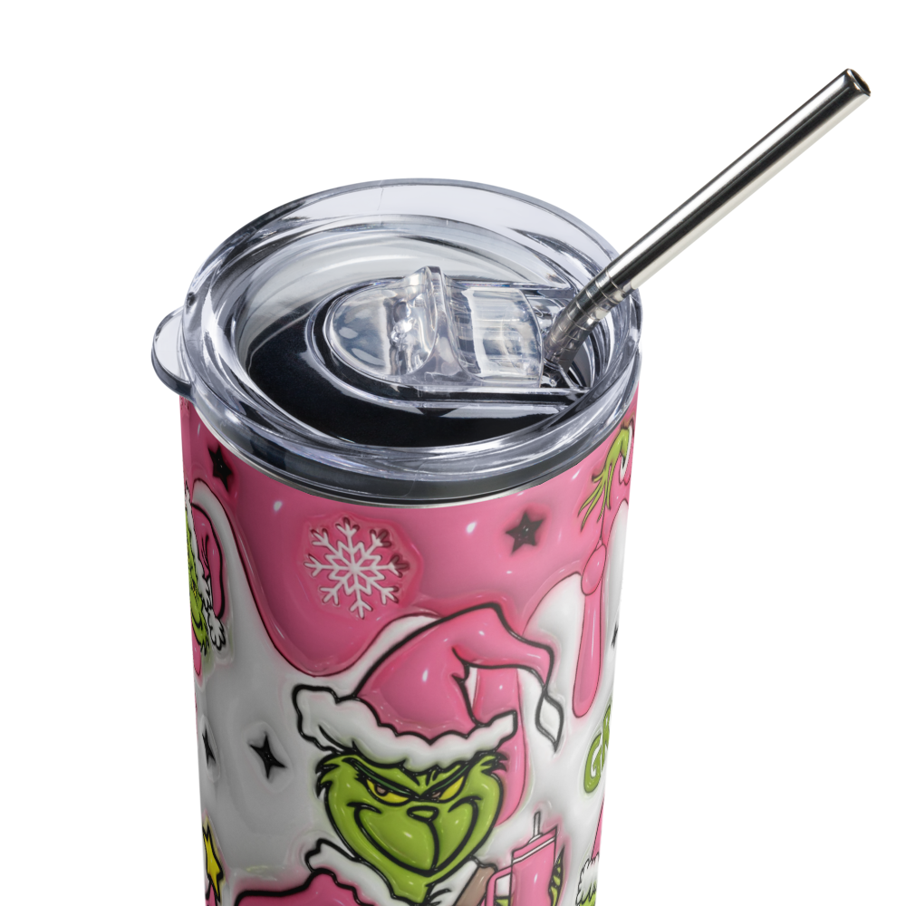 Grinchmas Pink Puffy 20oz Tumbler