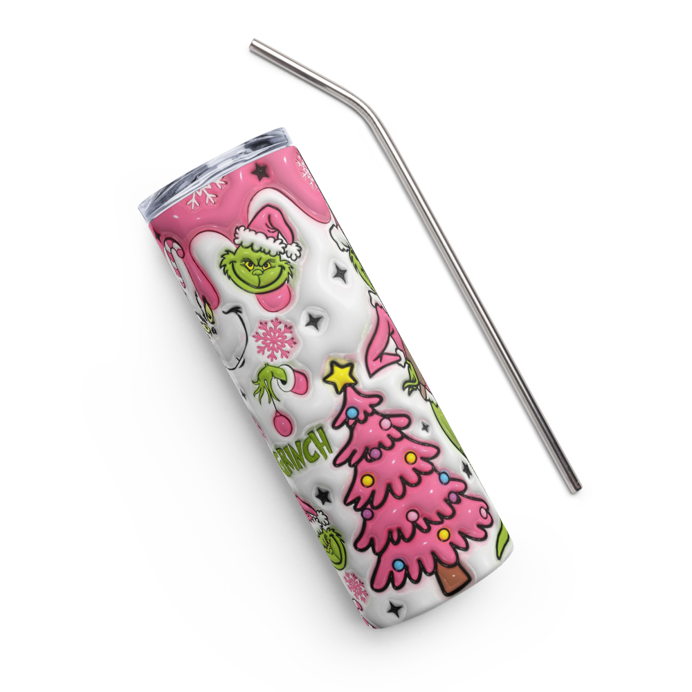 Grinchmas Pink Puffy 20oz Tumbler