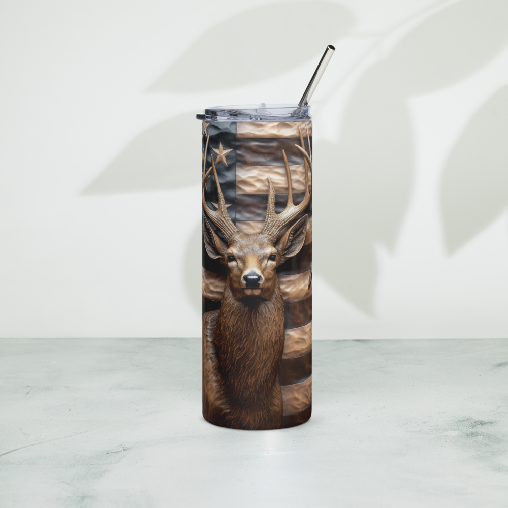 Deer with Flag 20oz Tumbler Cup