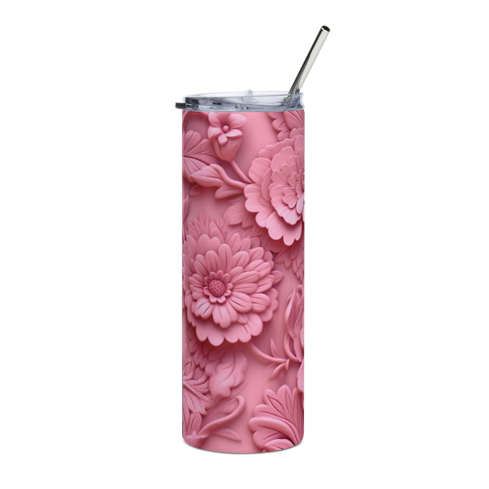 Pink Flower 3D 20oz Tumbler Cup