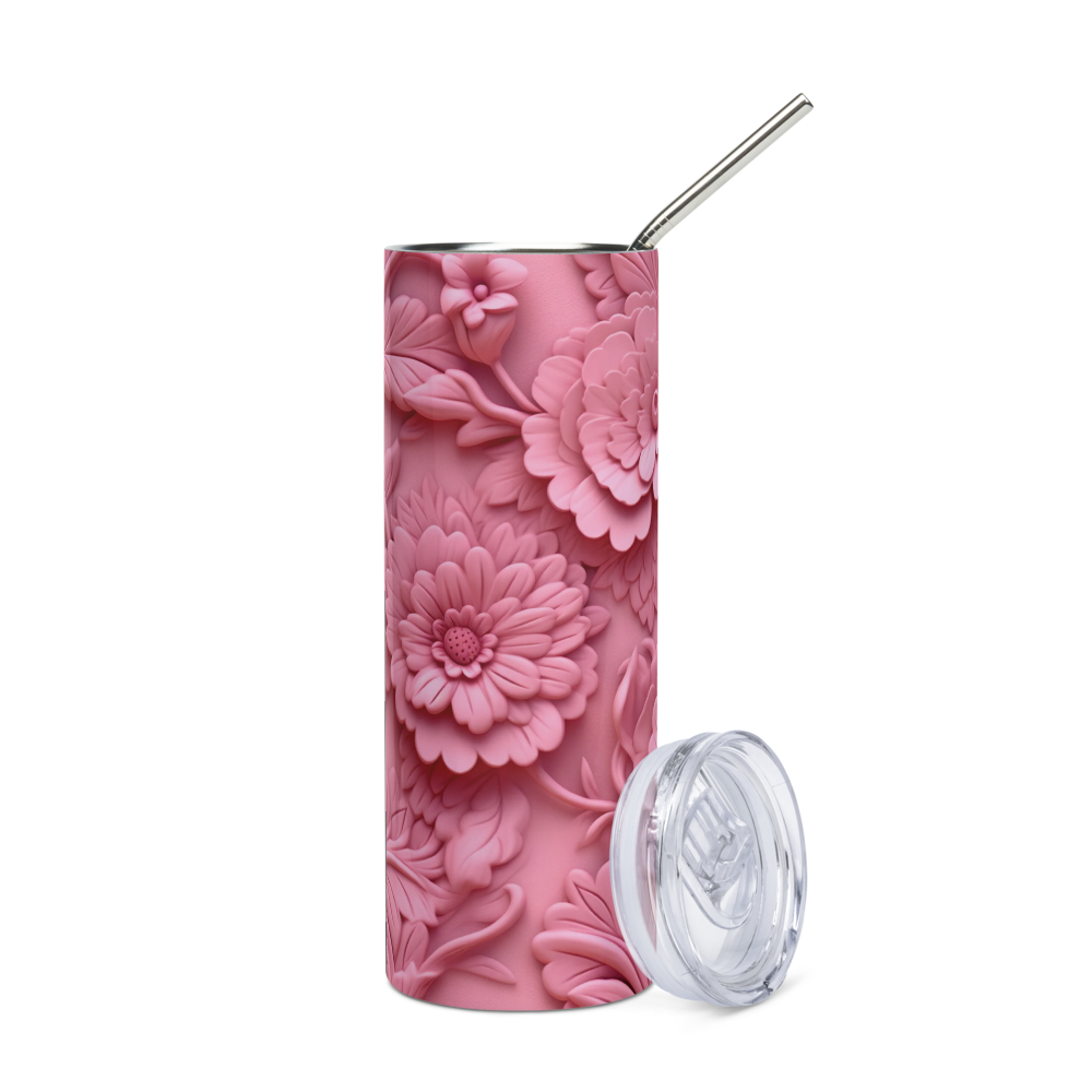 Pink Flower 3D 20oz Tumbler Cup