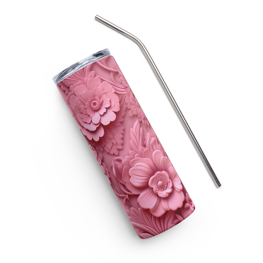 Pink Flower 3D 20oz Tumbler Cup