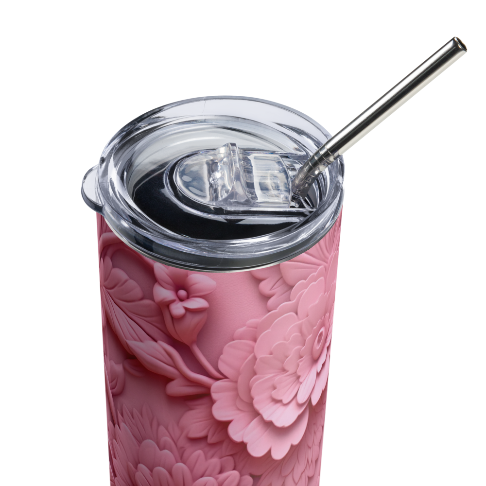 Pink Flower 3D 20oz Tumbler Cup